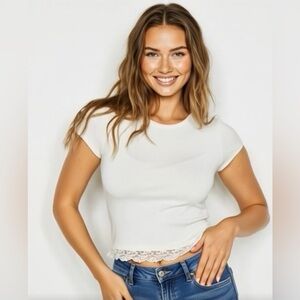 GARAGE Lace Trim Baby Tee